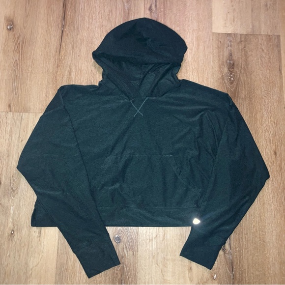 Fabletics Women’s Cloud Jersey Cropped Hoodie Everpine Heather Green Size Large - Picture 2 of 8